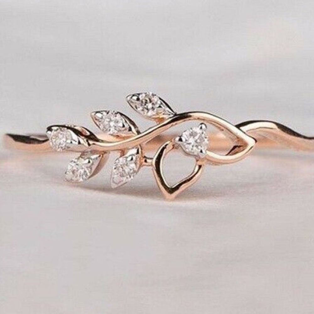 18 k Rose Gold Leaf Ring Sz 5